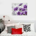 thumbnail image 5 of JEUXUS Vintage Style Purple Daisy Flower With Wood Grain Wall Art Flower Picture Canvas Posters Print Modern Floral Artwork Framed For Living Room Bathroom Bedroom Wall Painting Home Decor, 5 of 6