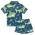thumbnail image 2 of FORMRS Kids Short Sleeve Top and Pants Pajama Set Unisex Satin 2-Piece Sleepwear, Sizes 7-8Y, Sharks Pattern, 2 of 8