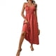 thumbnail image 3 of Vestidos Largos Fruncidos para Mujer, Vestido de Verano 2025, Informal, con Tirantes Finos y Corte en A, Vestido y Fluido, Color Caoba S, 3 of 9