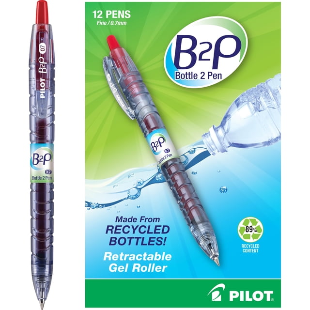 Bolígrafo de gel PILOT B2P, tinta roja G2 recargable de botella a bolígrafo, paquete de 12