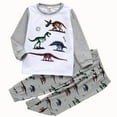 thumbnail image 3 of Utoimkio Toddler Boys Girls Clothes Dinosaur Print Fall Outfits Long Sleeve Pullover Tops & Jogger Pants 2Pcs Sets, 3 of 8