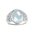 thumbnail image 1 of RYLOS Men's Rings Sterling Silver Nugget Ring with Cabochon Gemstone & Diamonds Aquamarine Rings For Men Size 12, 1 of 7