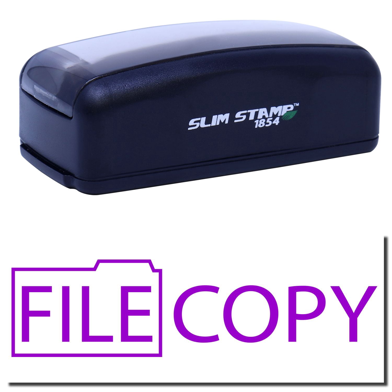File Ink Stamp Large Pre-Inked File Copy with Folder Stamp, Slim 1854, Ultra Slim ...