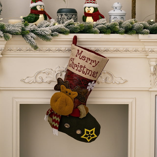 Calcetines Navideños Adornos Grandes Para Calcetines Navideños Calcetines Navideños 3D De Papá Noel Decoración Para Fiestas Navideñas Adornos Para Árboles De Navidad