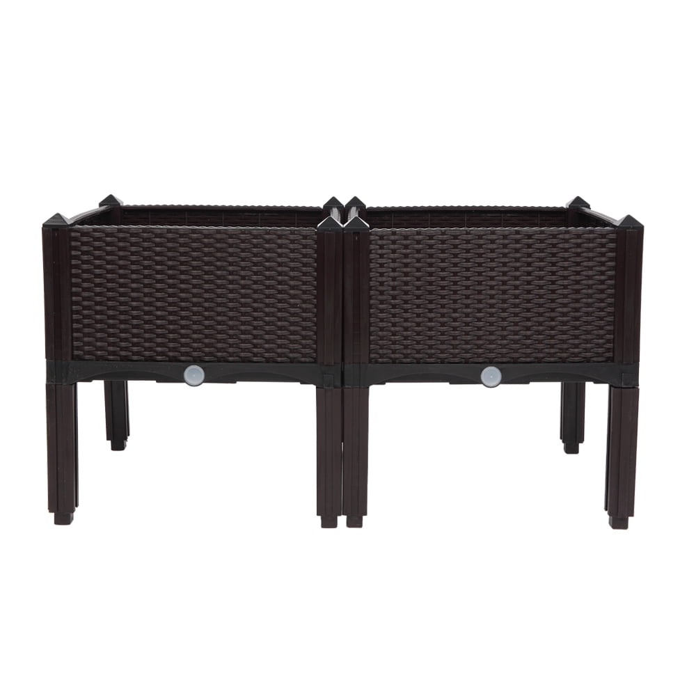 Ktaxon Raised Garden Bed Kit Planter Box Plastic Planting Box 2 Boxes Free Splicing for Indoor and Outdoor Use