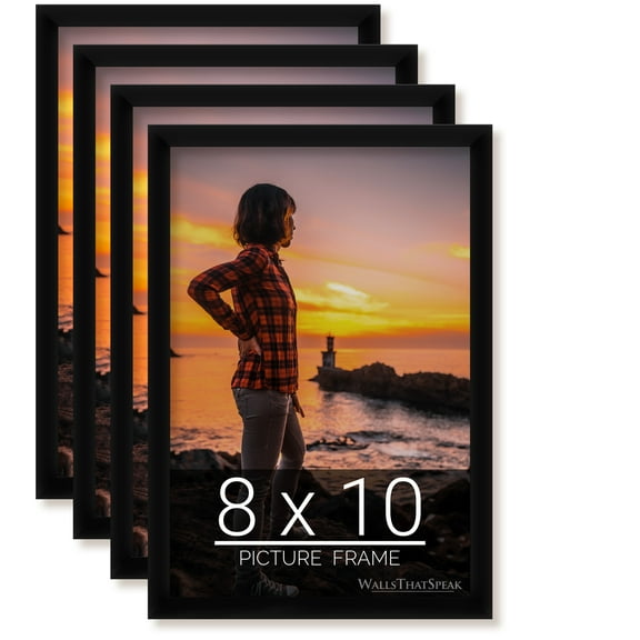 wallsthatspeak 8x10 Black Picture Frame for Puzzles Posters Photos or Artwork, Set of 4