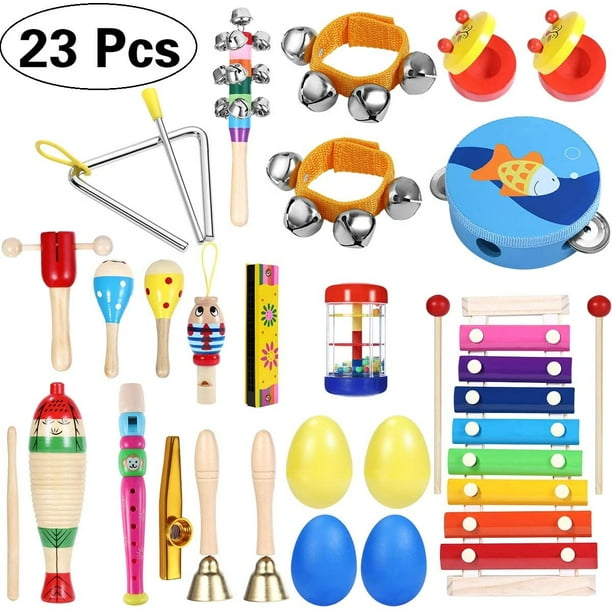 ToyX Kids Musical Instruments 23Pcs 16Types Wooden Percussion