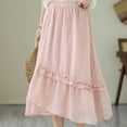 thumbnail image 6 of Sngxgn Women's Elegant High Waist A Line Flared Midi Skirt(Pink,XXL), 6 of 7