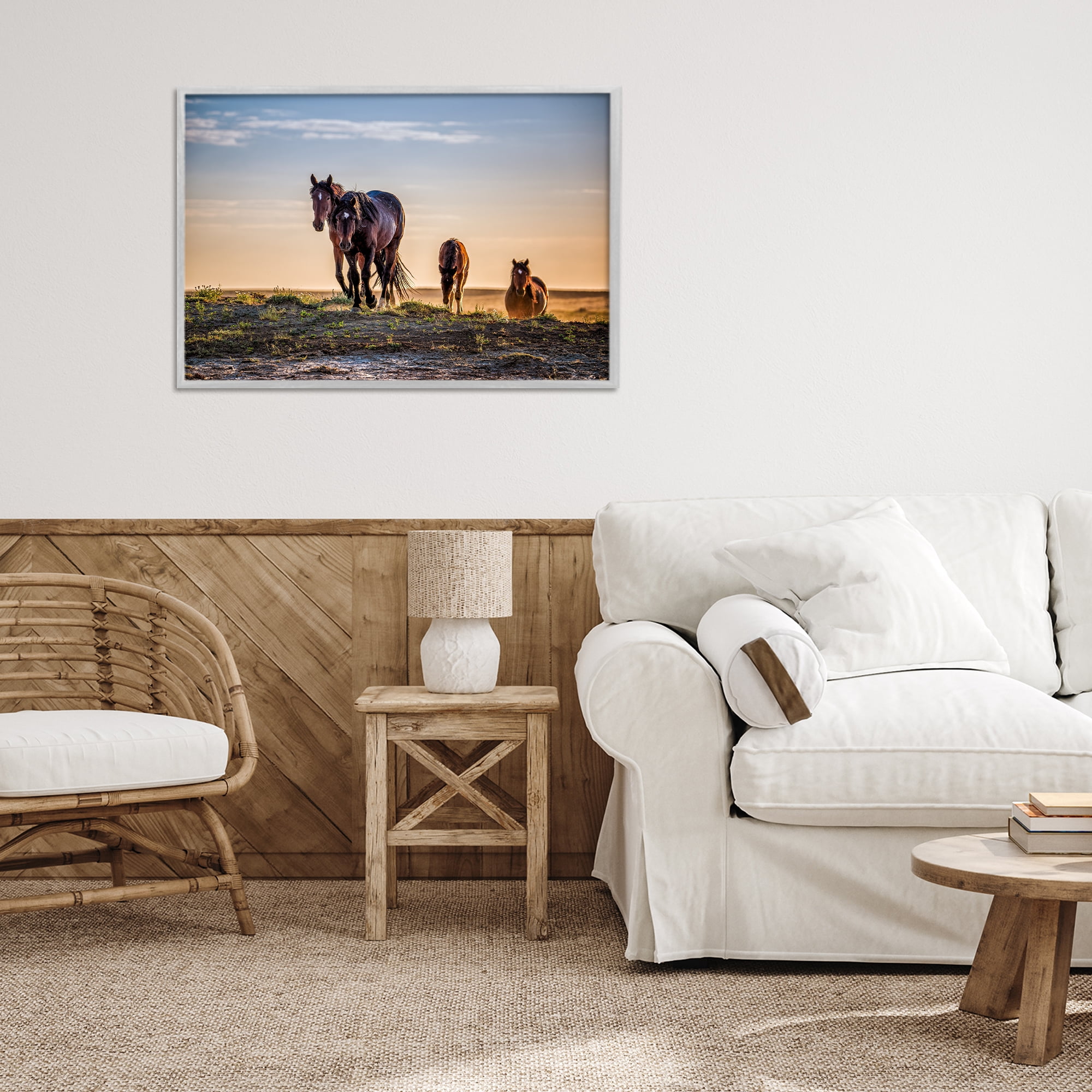 Stupell Industries Horses Coming Home Gray Framed Giclee Art, design by Tim West