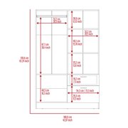 Depot E-Shop Itaca Armoire with 2 Double Door Cabinets, Drawer, 5 Interior Shelves, Lower Cabinet, and Hanging Rod, Black / White