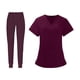 thumbnail image 3 of Uniforme Set Pantalones Cuello en V Cómodo Multibolsillo Unisex Lavable a máquina Traje elástico suave para mujeres y hombres Rojo S Sunnimix, 3 of 8