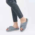 thumbnail image 7 of Ecetana House Slippers for Women Corduroy Cross Band Memory Foam Slippers Open Toe Non-Slip Home Shoes, 7 of 7
