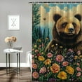thumbnail image 2 of Patifu Bear Flowers Trees Shower Curtain Set with Hooks, 100% Polyester Fabric Bathroom Decoration, Waterproof, Easy to Install, Vibrant HD Print 36"x72, 2 of 7