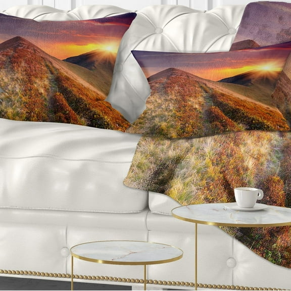Designart Autumn Hills with Colorful Grass - Landscape Photography Throw Pillow - 12x20