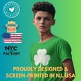 thumbnail image 2 of NYC FACTORY USA Screen Printed Shamrock Youth T-Shirt Distressed Tee Kids Irish Green, 2 of 3