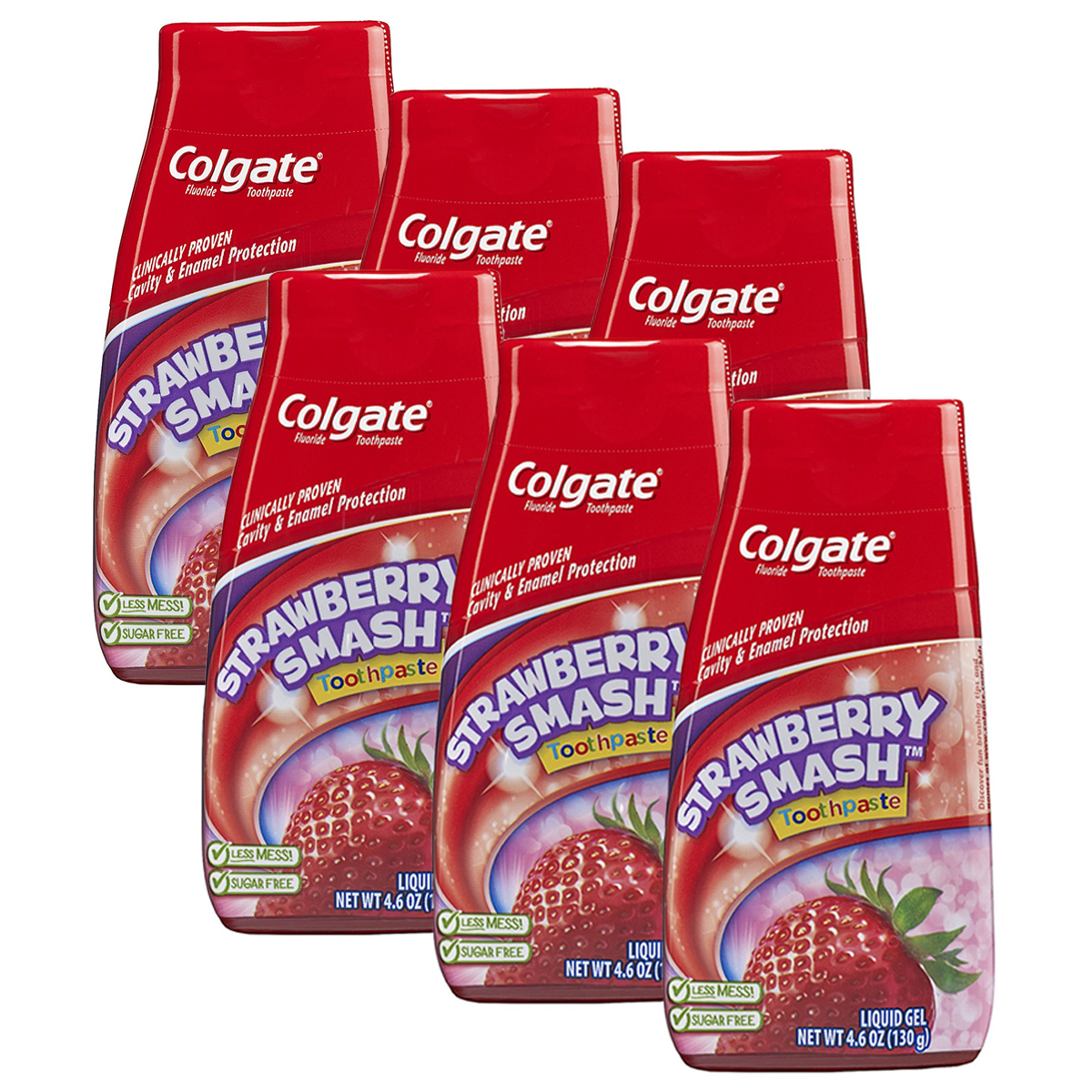 Colgate 4.6 Ounce Strawberry Smash Liquid Gel Fluoride Toothpaste (6
