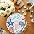thumbnail image 2 of Teal Blue Brown Starfish Coastal Round 15 Inch Placemats Set of 2, Summer Beach Nautical Coral Sea HeatResistant Non Slip Place Mats for Dining Table, Wipeable Kitchen Table Mats for Housewarming, 2 of 9