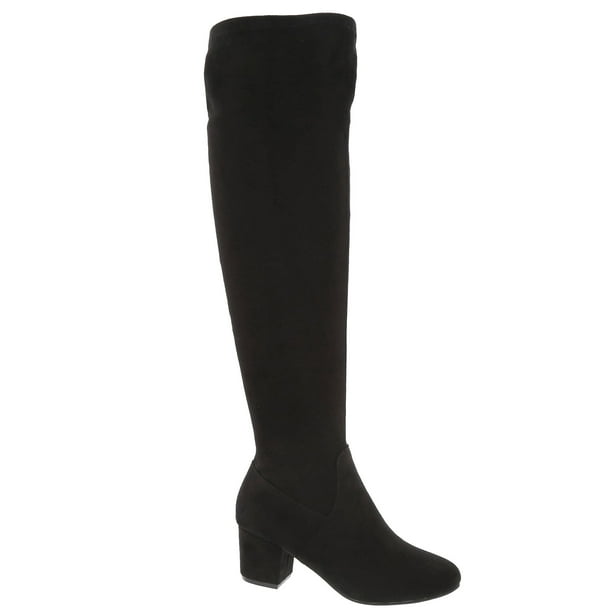 over the knee suede block heel boots