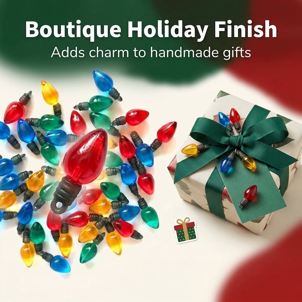 100 Assorted Colors Christmas Light Buttons Embellishments for DIY Arts & Crafts