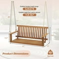 thumbnail image 3 of Costway 2-Seat Porch Swing Bench Acacia Wood Chair with 2 Hanging Hemp Ropes for Backyard, 3 of 9