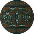 thumbnail image 1 of Ahgly Company Indoor Round Persian Turquoise Blue Traditional Area Rugs, 3' Round, 1 of 4
