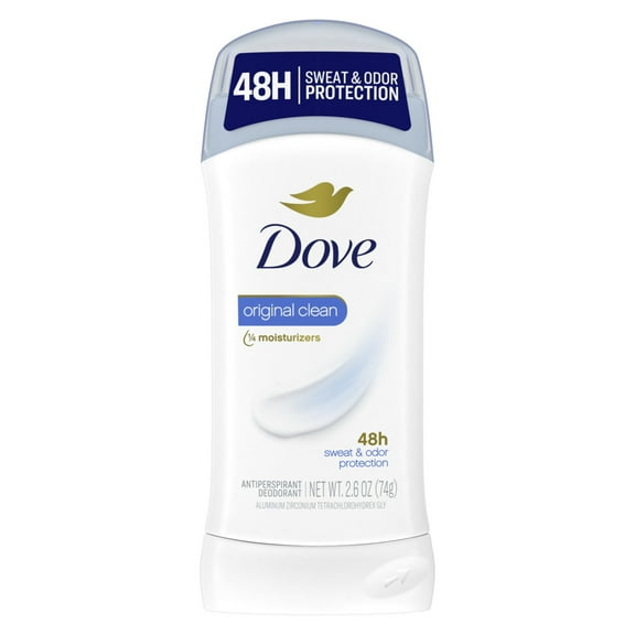 Dove Original Clean All Day Underarm Sweat & Odor Protection Antiperspirant Deodorant, 2.6 oz