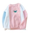 thumbnail image 3 of CAROOTU Sweat à Capuche Imprimé Papillon Manches Longues Assorti de Couleurs Col Rond Ample Décontracté Unisexe pour Automne Hiver, 3 of 8
