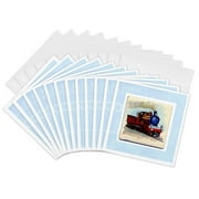 3dRose, Vintage Red Blue Childs Train, 12 Greeting Cards with envelopes
