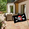 thumbnail image 4 of Ochine Pirate Jack Rackham Canvas Flag with Brass Grommets, 3 x 5 ft, Fade Proof Vivid Color and Double Stitched, Halloween Party Supplies Decorative Banner, Red, 4 of 13