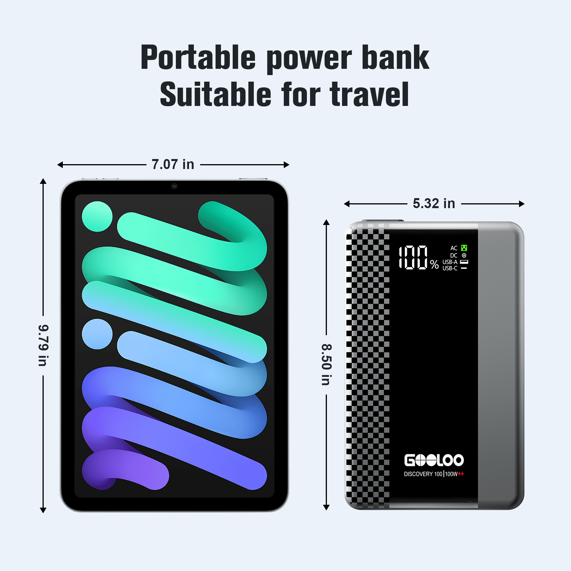 GOOLOO Discovery 100 Portable Power Station – 99.9Wh, 100W AC Output, 27000 mAh Fast Charging Generator, Multiple Charging Ports, Compact Power Station for Laptops, Phones, and Outdoor Use