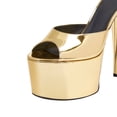 thumbnail image 3 of FSJ Women Classic Stiletto High Heel Mules Peep Open Toe Backless Platform Sandals Slip On Summer Daily Walking Party Dressy Slide Shoes Size 8.5 Gold, 3 of 5