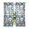 thumbnail image 6 of Yayeee Window Curtains Light Filtering 63"x52" Grommet Panel Pair Home Living Room Decor, Blue Cute Train Pattern, 6 of 7