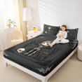 thumbnail image 3 of Manfei Halloween Gothic Skeleton King Sheets 4pcs, Festival Spooky Black Cat Bedding, Gray Black White,1 Fitted Sheet, 1 Flat Sheet and 2 Pillowcases, 3 of 5