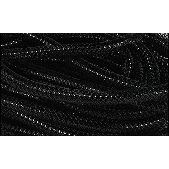 Deco Mesh Flex Tubing with Metallic Foil (Black) 8mm x 30 Yards : RE3004E5