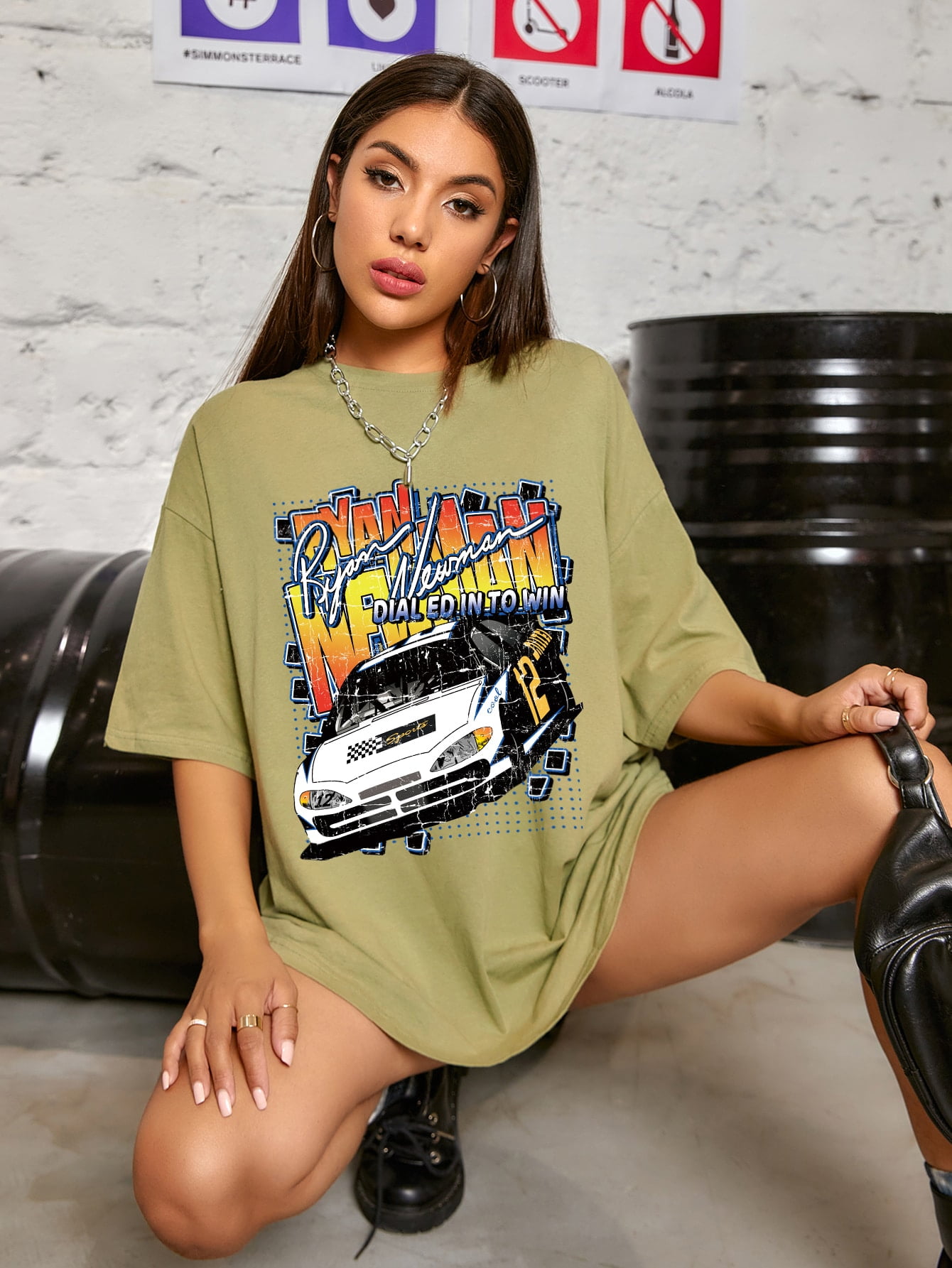 Car Print Oversized Tee 