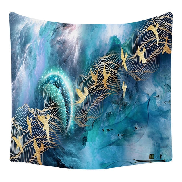 Tapestry Crane Landscape Wall, 150 x 150 cm, microtela de fibra