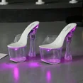 thumbnail image 5 of Women's Led Illuminated Sandals Clear Heel Size 34-43 Thick High Nightclub Luminous Women's Shoes Show Dance Crystal Soles LFD, 5 of 7