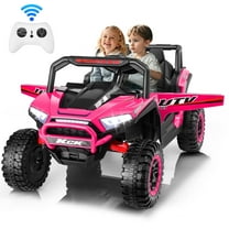 VIBESPARK 24V 2 Seater Ride on Toys UTV with Remote Control, Electric Ride on Cars for Kids, Power Car Wheels, Colorful LED Lights, Bluetooth, Storage Space, Pink