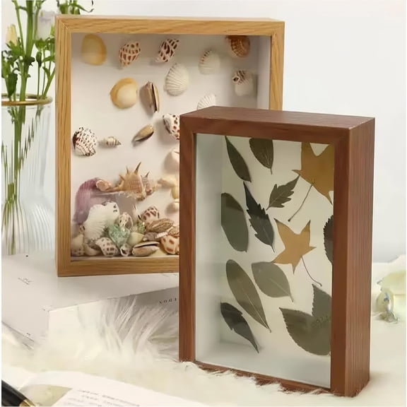 10 Pack 4x6 Shadow Box Frame,HD Glass Wooden Brown Hollow Photo Frame,Brown Frames for Flower Pressing, Seashell Display Box ,Pet Memorial Shadow Box ( 10pcs 4X6)