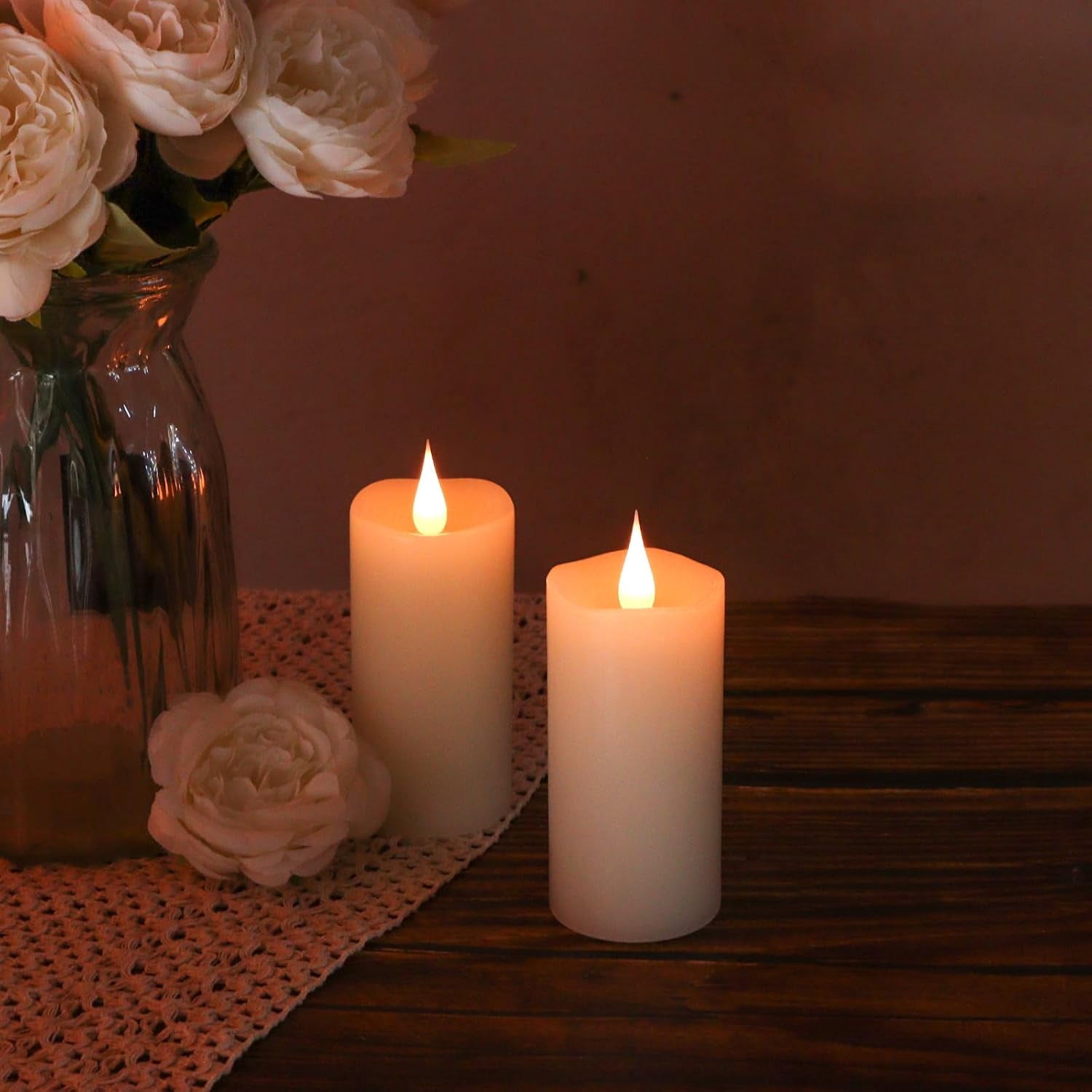 Flameless Candles Battery Operated with Remote Timer, 3D Moving Flame Flickering, Last 400+ Hours, 2" x 4" Ivory Real Wax Electric LED Candle for Christmas Home Wedding Decor, 2 Pack