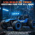 thumbnail image 6 of YCFUN RC Cars, 1:14 Scale Off-Road RC Monster Truck with Lights, Metal Shell & 2 Batteries, 2.4Ghz Remote Control Car Crawler for Kids Adults, Blue, 6 of 7