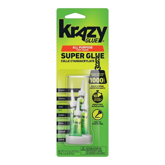 Colle tout usage Krazy Glue, tubes à usage unique, pointes fines 4 x 0,5 ml