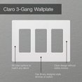 thumbnail image 3 of Lutron Claro 3 Gang Decorator/Rocker Wallplate, Matte | SC-3-TP | Taupe, 3 of 4