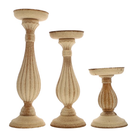OUNONA Khaki Candle Holders for Decoration Made of Synthetic Material Add Warm Atmosphere 3 Pcs