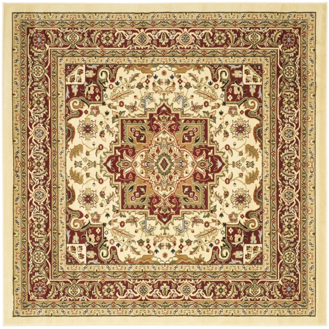 SAFAVIEH Lyndhurst Miranda Traditional Bordered Area Rug, Ivory/Red, 3'3" x 5'3"