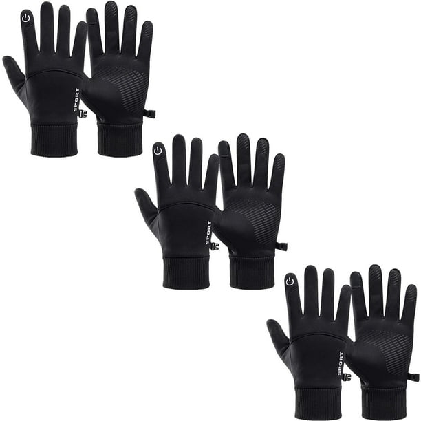 Guantes Acolchados de Invierno VentDepot SnowGlovBlack 3 Pares XL Negro 110mm x 245mm Poliéster y Vellón Sensibilidad Pantalla táctil