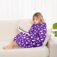 thumbnail image 4 of Purple White Butterfly Pattern Blanket Hoodies for Kids 6-13YR Oversize Wearable Blanket Hoodies for Boys Girls Teens, 4 of 7