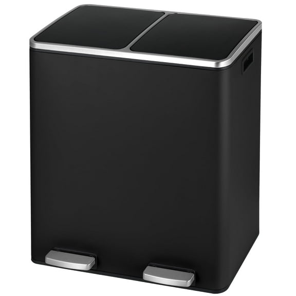 TLSUNNY 60L / 16 Gal Trash and Recycle Bin Combo, Stainless Steel Dual Garbage Can with Soft-Close Lid