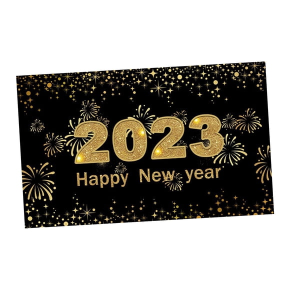 180Cmx110cm Cartel de pared Póster Telón de fondo Negro Aureate Suministros decorativos Foto Prop Césped Feliz año nuevo 2023 para dormitorio, Yotijar Fondo de feliz año nuevo