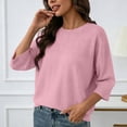 thumbnail image 2 of Tops for Women 3/4 Sleeve Round Neck Women Casual Solid Color Knitted Sweater Top, 2 of 7